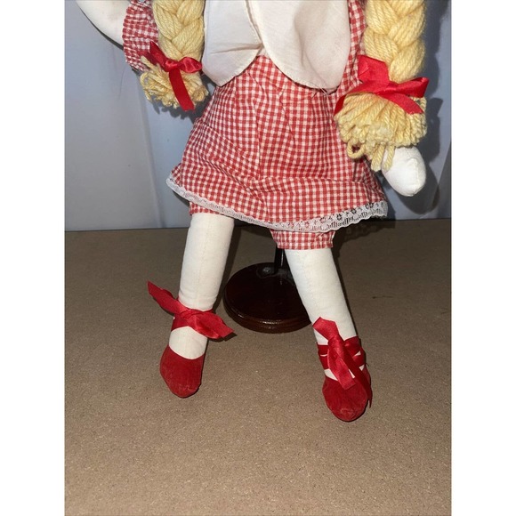 Campbells Brand Girl Rag Doll With Pig Tails and Heart Apron Approx 18 Inches - Picture 5 of 6